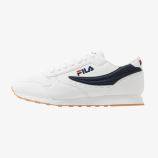 Fila White Lace-Up Sneakers with Contrast Details and Iconic Logo