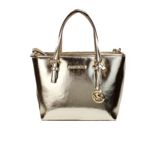 Michael Kors Jet Set XS Carryall Top Zip Tote Bag in Pale Gold