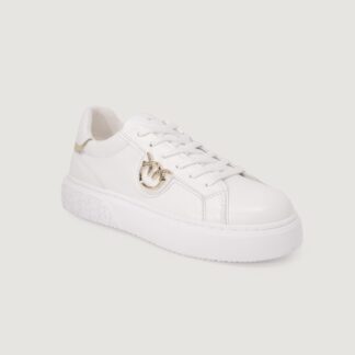 Pinko Women's White Leather Lace-Up Sneakers