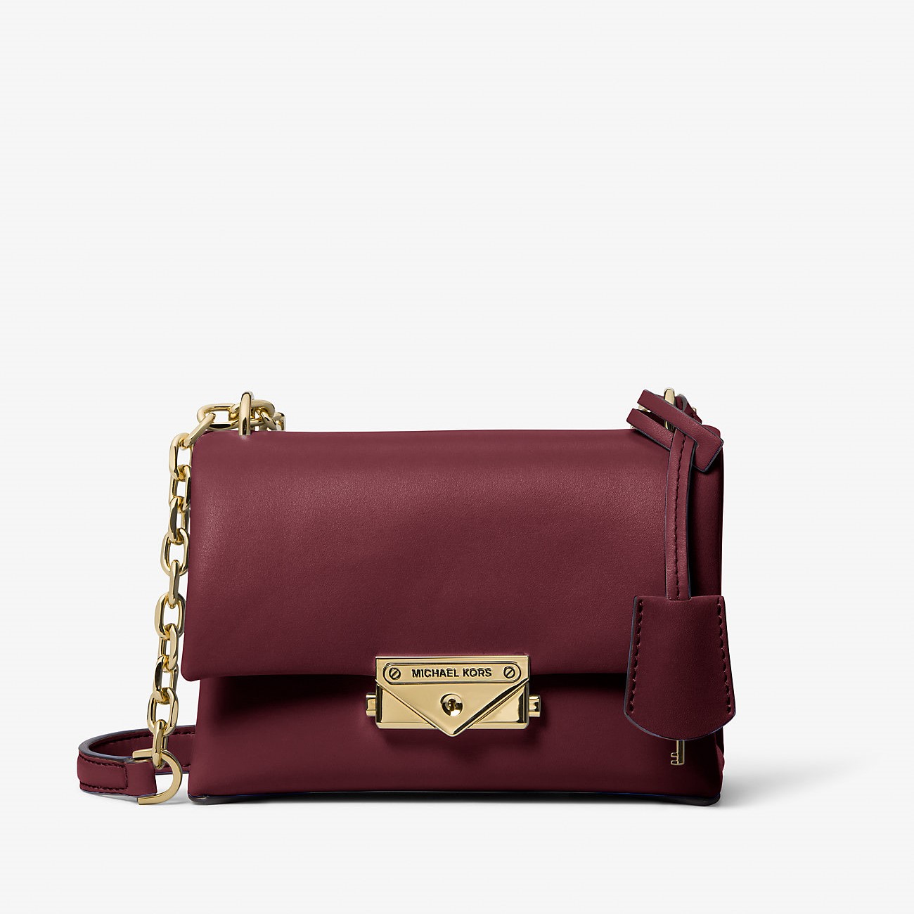 Michael Kors Cece Small Convertible Flap Crossbody Bag in Dark Cherry