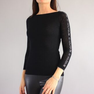 Pinko Women's Black Round Neck Long Sleeve Knitwear