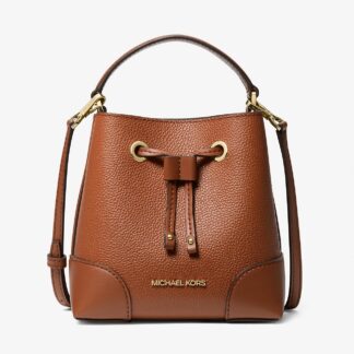 Michael Kors Mercer Small Bucket Drawstring Handbag in Luggage