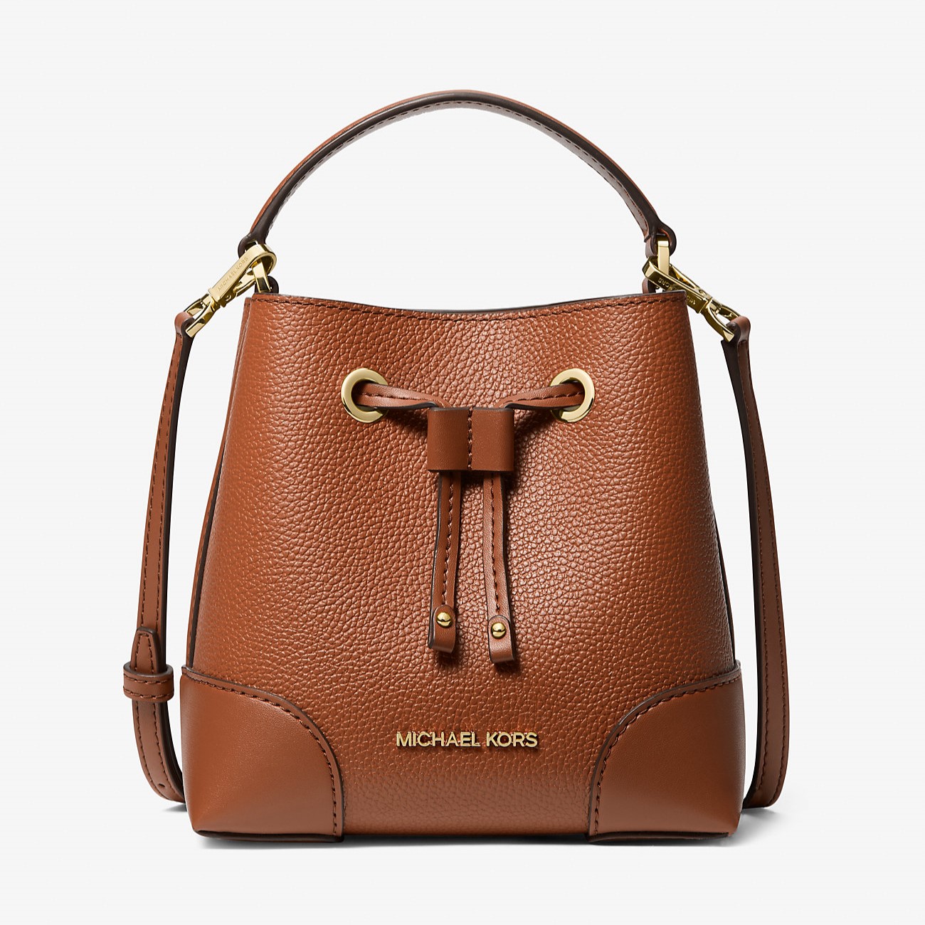 Michael Kors Mercer Small Bucket Drawstring Handbag in Luggage