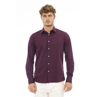 Baldinini Trend Men’s Slim Fit Bordeaux Shirt with Italian Collar