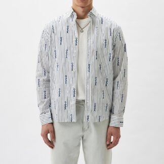 Hugo Men's Blue Printed Cotton Shirt