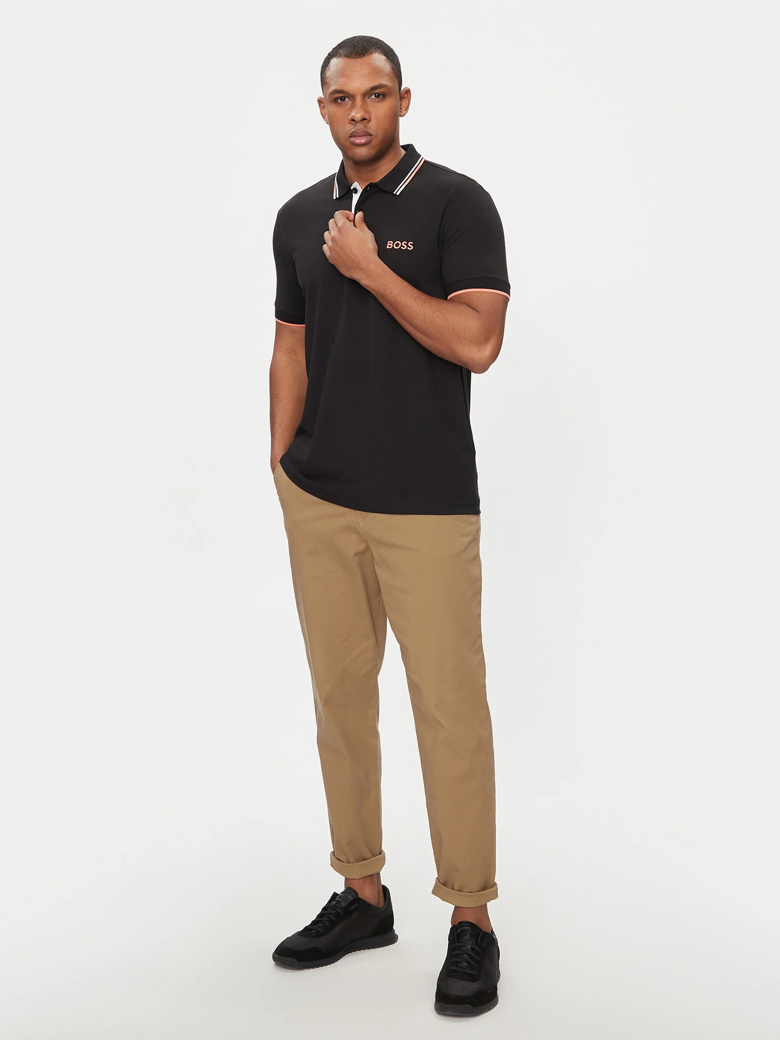 Boss Men’s Plain Black Polo Shirt - Image 4