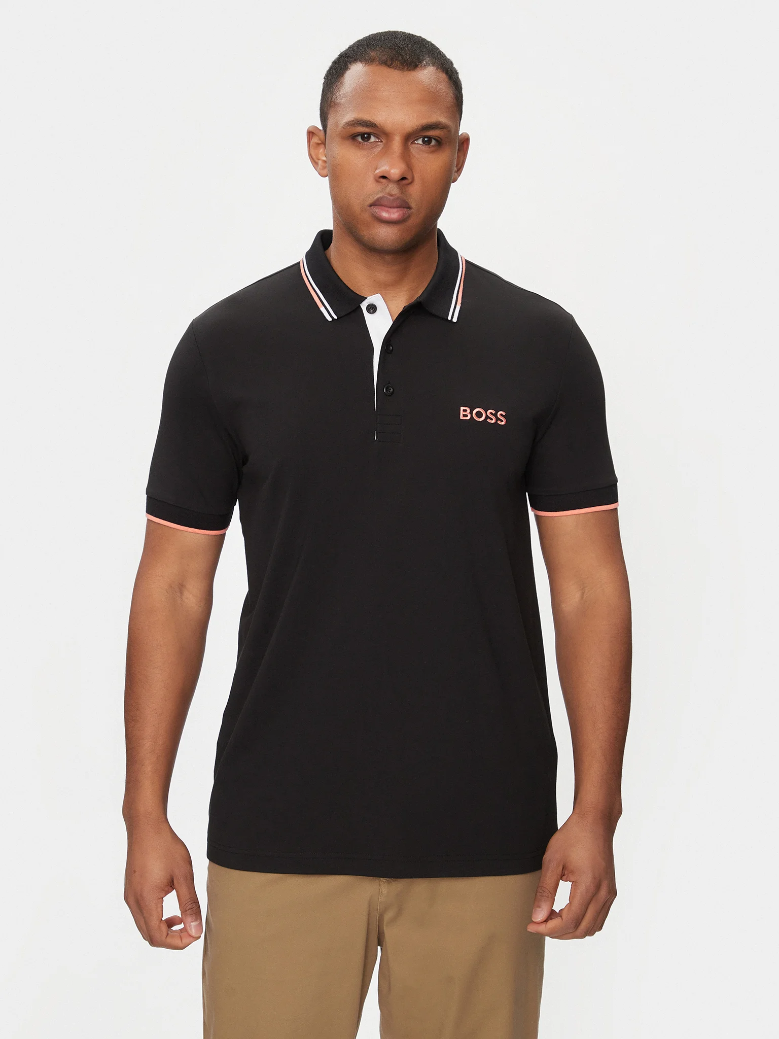 Boss Men’s Plain Black Polo Shirt - Image 2