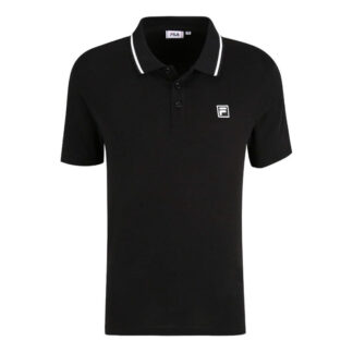 Fila Black Cotton Polo Shirt with Contrasting Details and Logo for Men