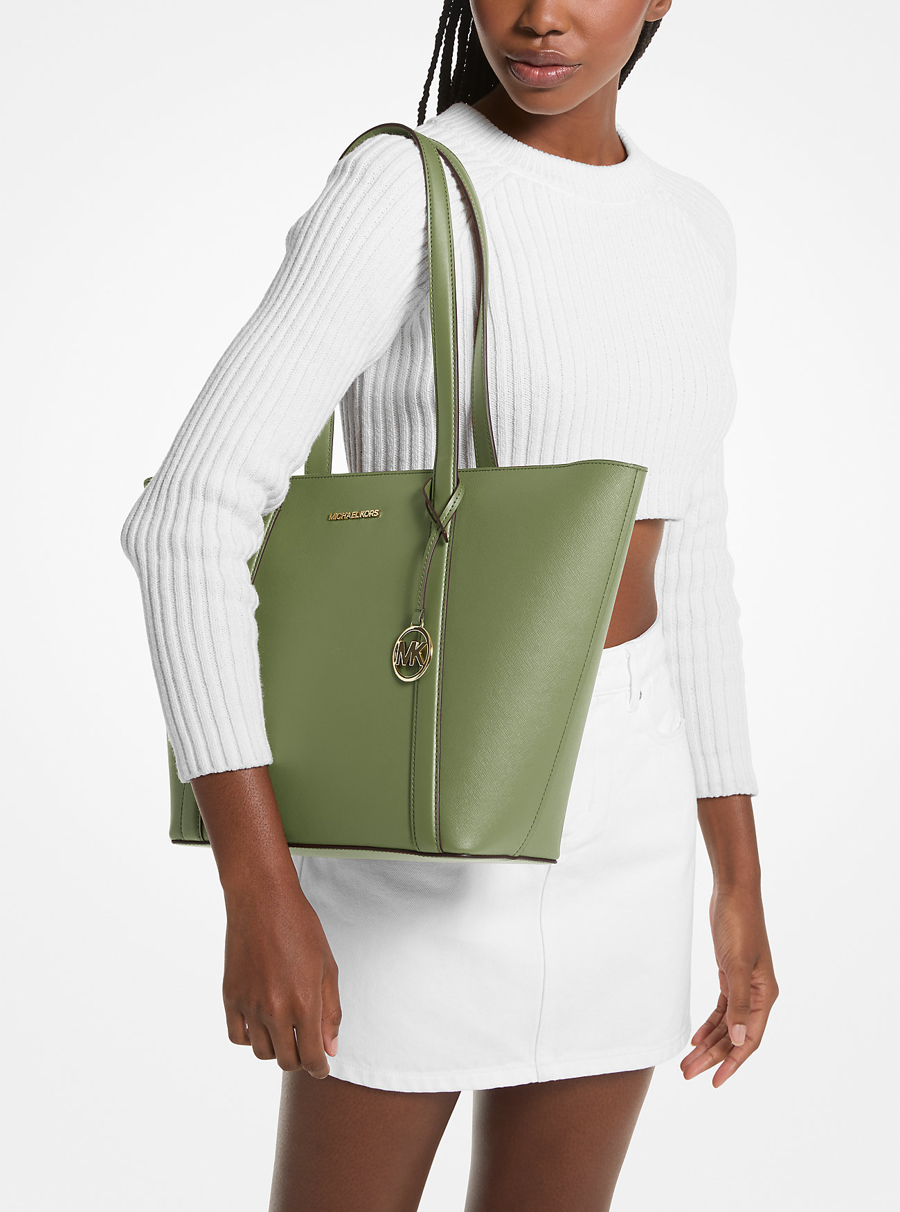 Michael Kors Pratt Large Shoulder Tote Bag in Light Sage - Image 2