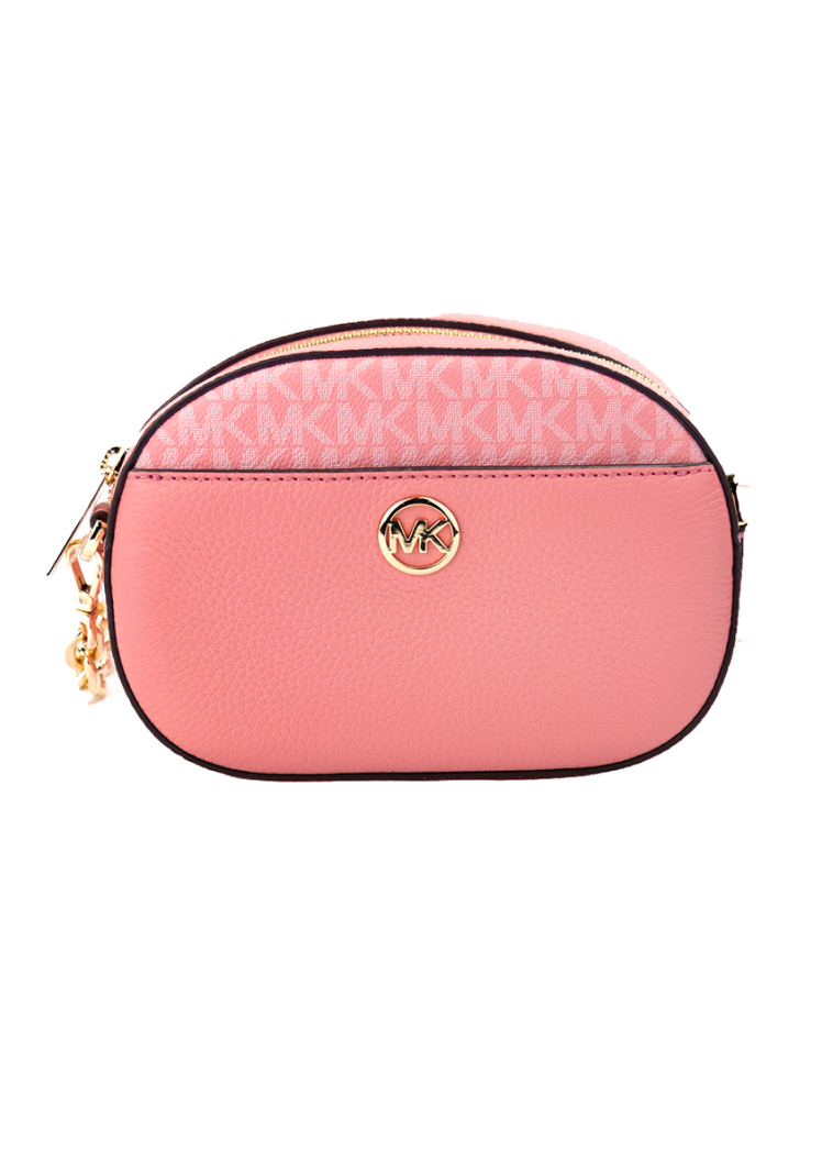 Michael Kors Jet Set Glam Tea Rose Pebbled Leather Oval Crossbody Bag - Image 2