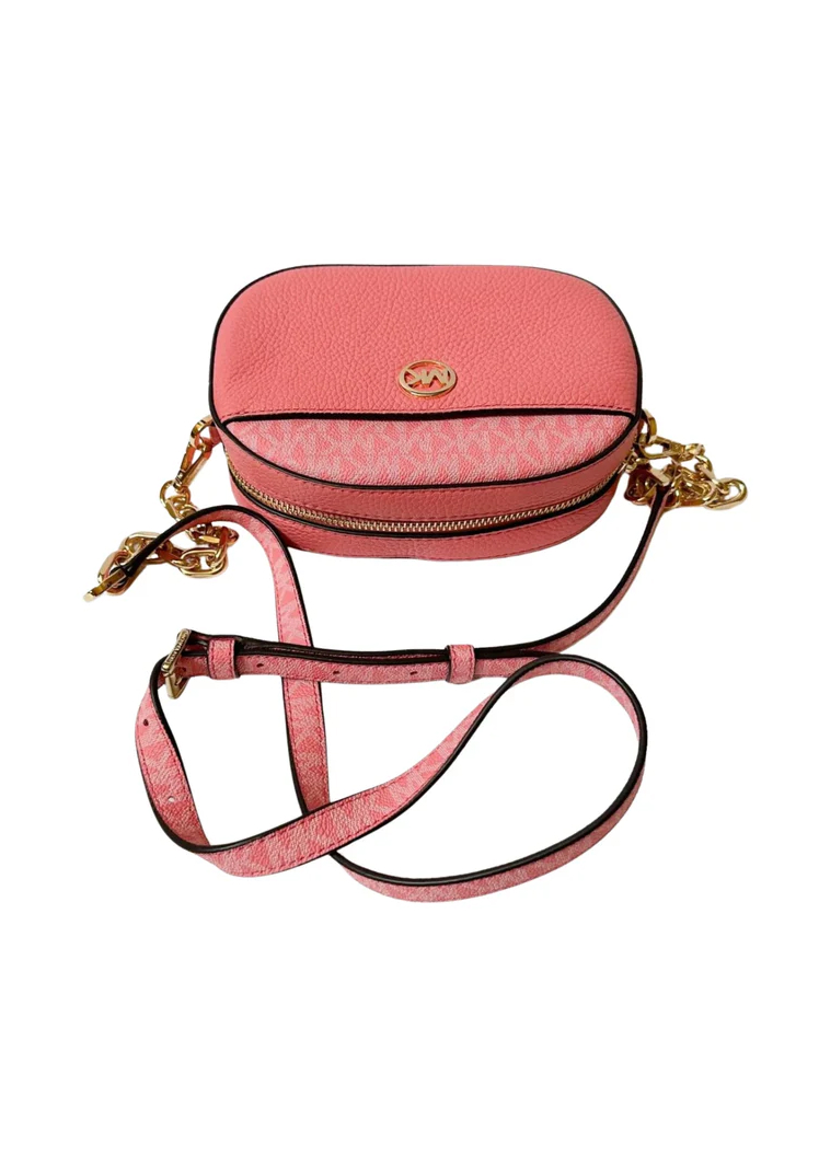 Michael Kors Jet Set Glam Tea Rose Pebbled Leather Oval Crossbody Bag - Image 4