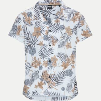 Boss Men's Light Blue Floral Short Sleeve V-Neck Shirt