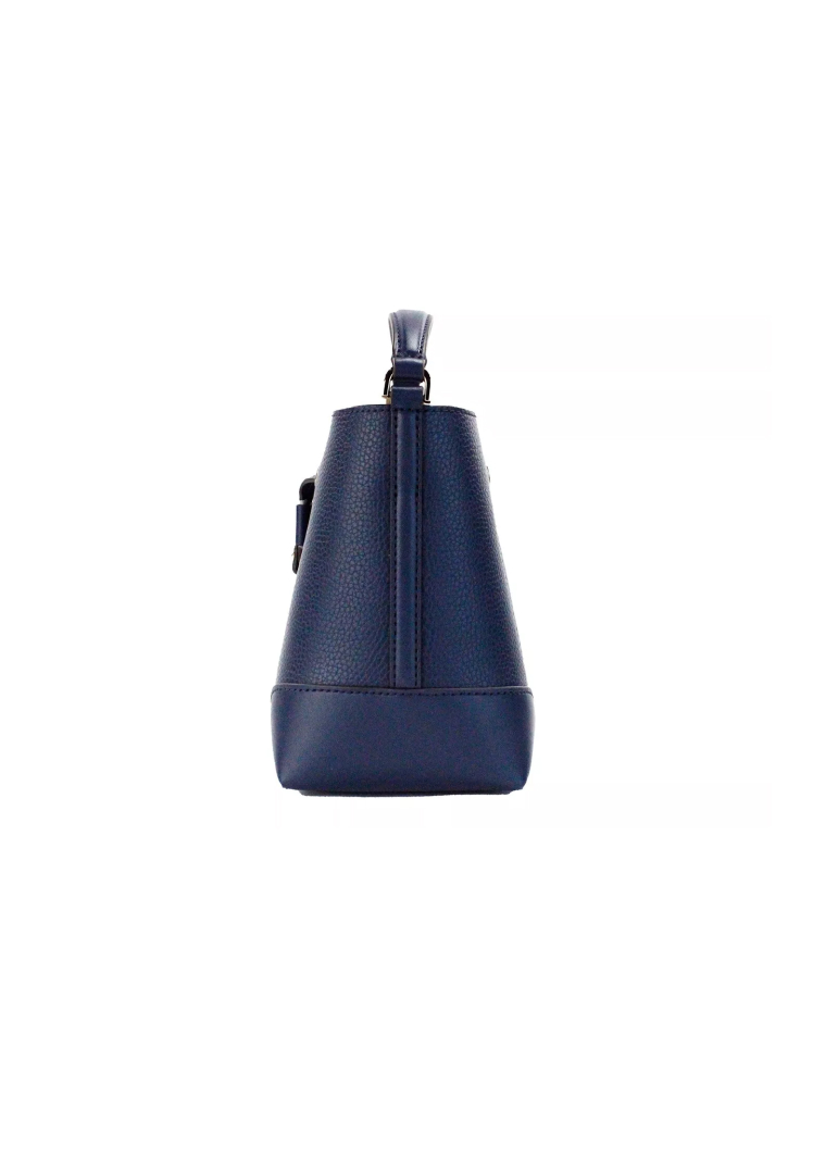 Michael Kors Mercer Small Navy Pebbled Leather Bucket Drawstring Handbag - Image 4