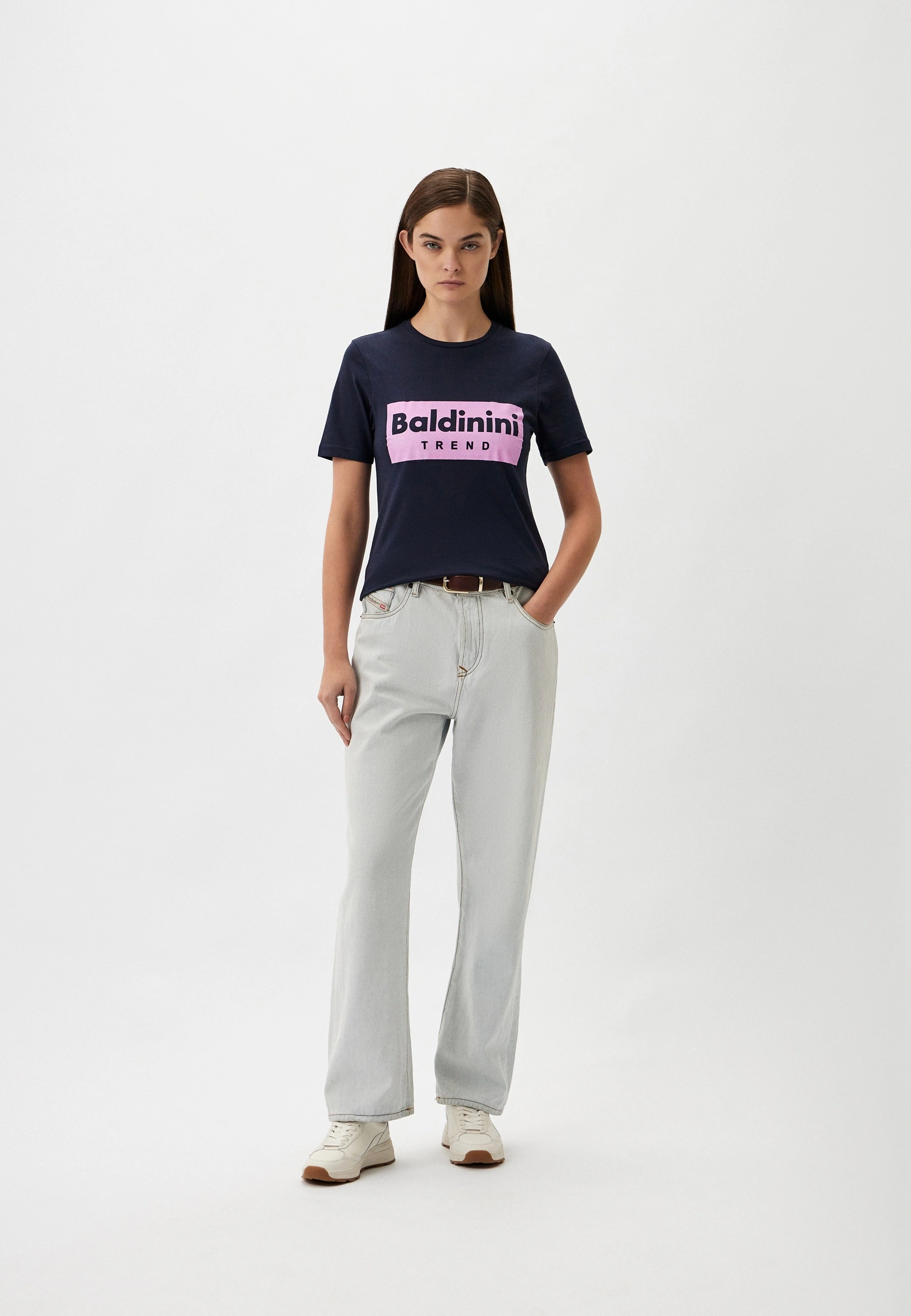 Baldinini Trend Blue Cotton Short Sleeve T-Shirt for Women - Image 5