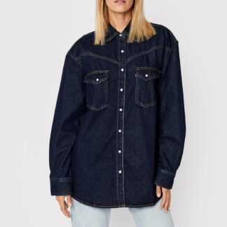 Levi's Women's Plain Blue Long-Sleeve Cotton Shirt for Fall and Winter