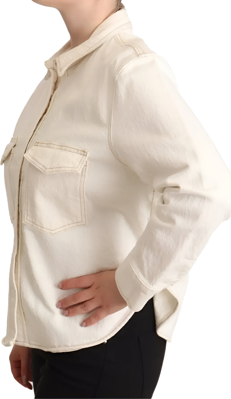 Authentic Levi's Long Sleeves White Collared Polo Top for Men - Image 4