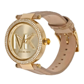 Michael Kors Women’s Rose Gold Stainless Steel Watch with Leather Strap