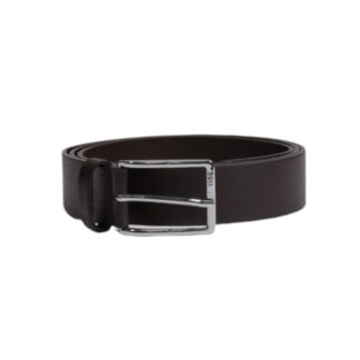 Boss Men's Leather Belt - Classic Black Buckle Design
