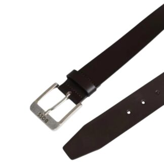 Boss Men’s Leather Belt - Brown, Classic Buckle Design, Fall/Winter Essential
