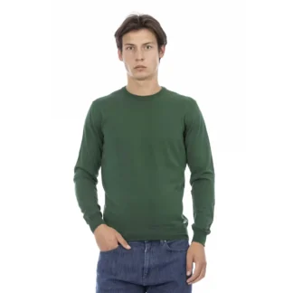 Baldinini Trend Green Cotton Sweater with Logo