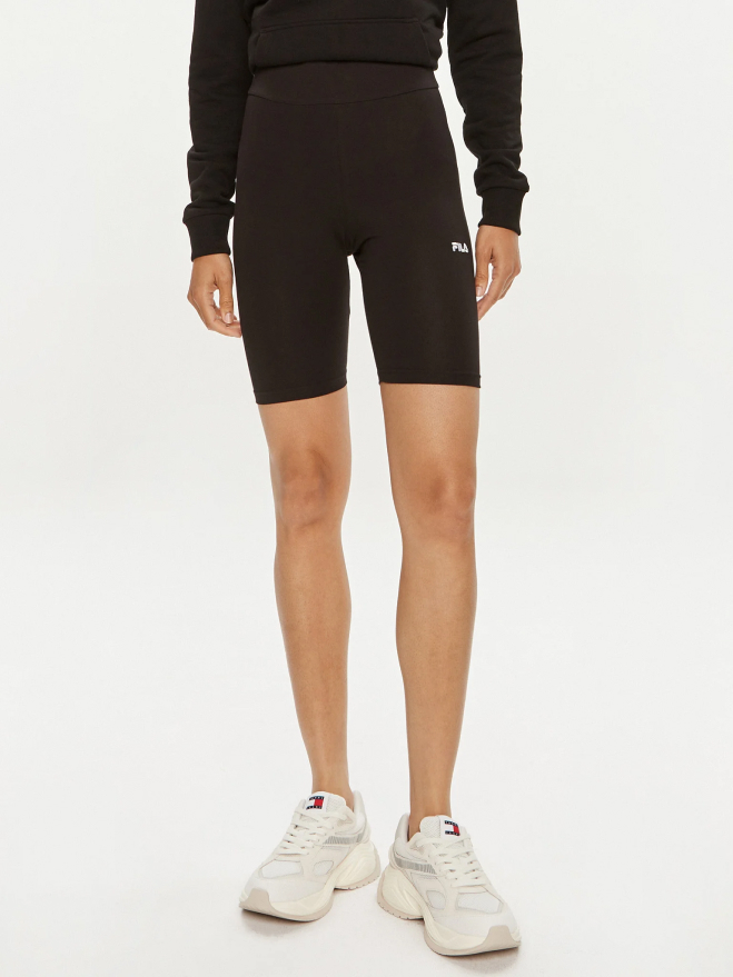 Fila Women's Black Short Leggings with Elastic Waistband and Embroidered Logo - Image 2