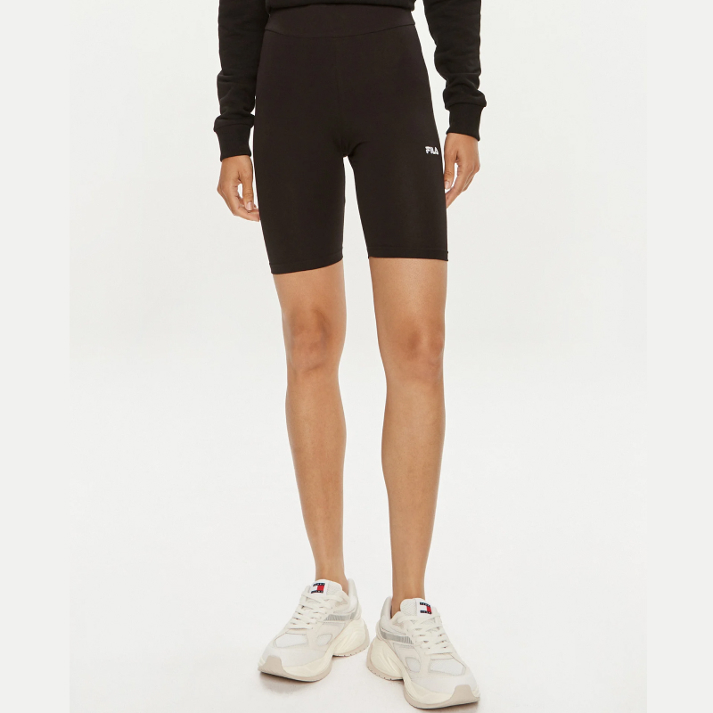Fila Women's Black Short Leggings with Elastic Waistband and Embroidered Logo