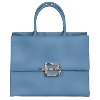 Baldinini Trend Light Blue Calfskin Handbag