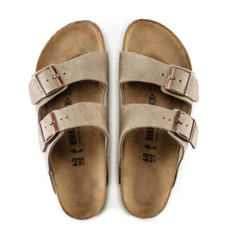 Birkenstock Men's Beige Leather Slippers with Buckle