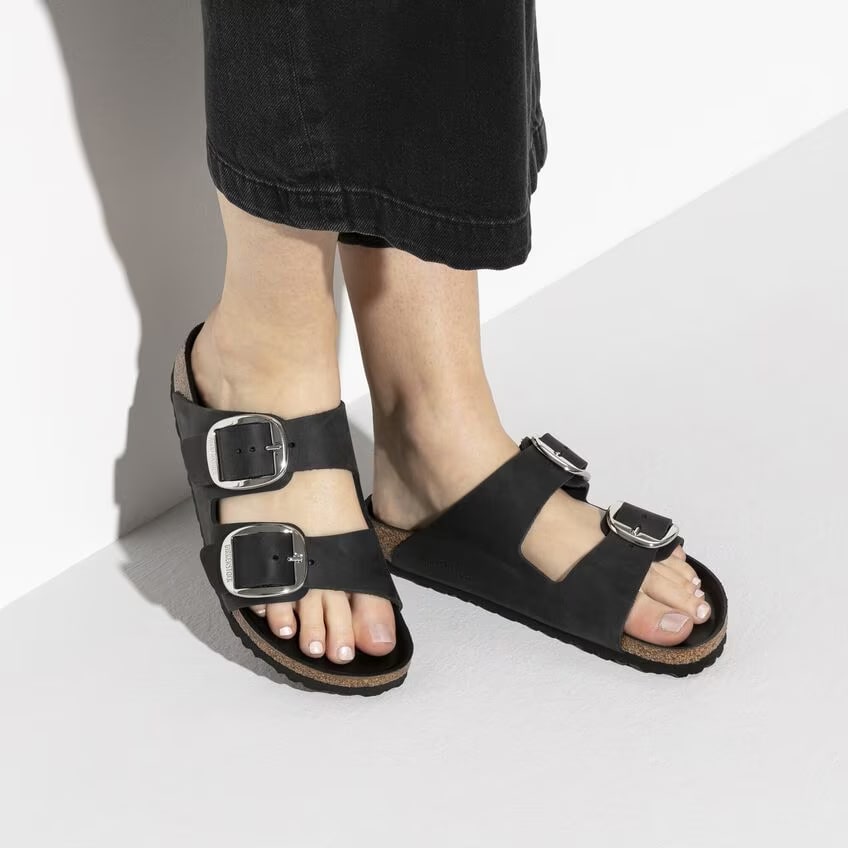 Birkenstock Women's Black Leather Slippers