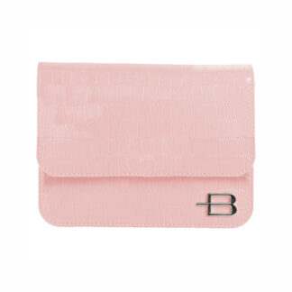 Baldinini Trend Pink Python Print Calfskin Leather Clutch Bag with Removable Strap