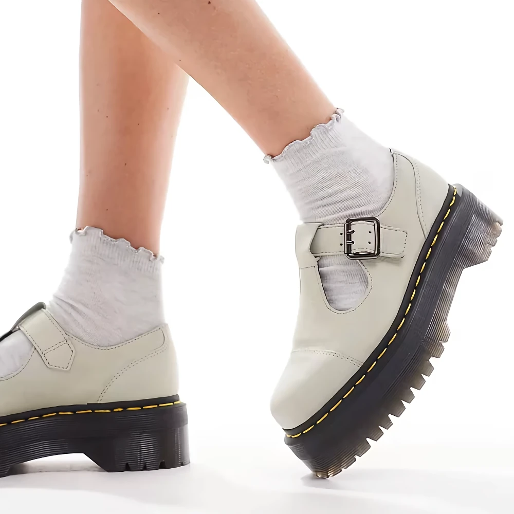 Dr. Martens Women's Leather Slip-On Shoes with Buckle