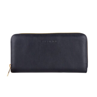 Baldinini Trend Black Leather Wallet with Zipper Closure and Logo
