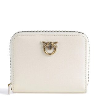 Pinko Women's White Leather Wallet with Zip Closure