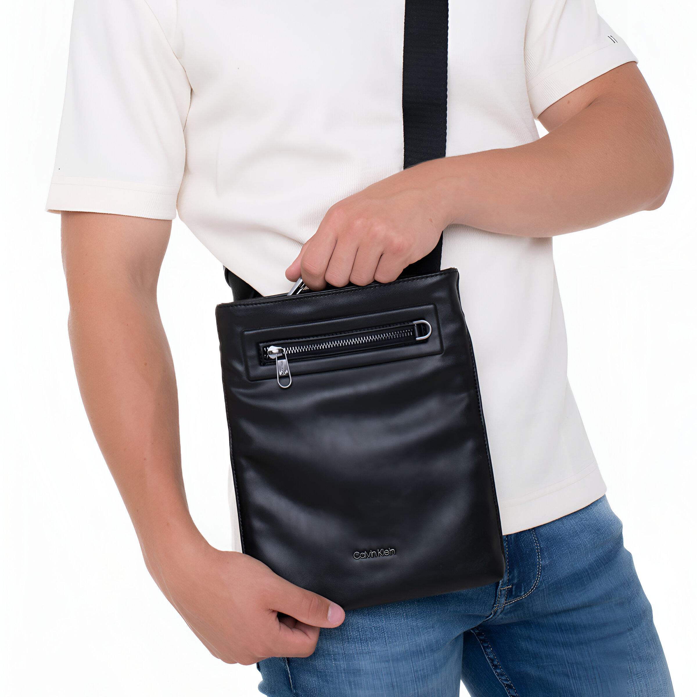 Calvin Klein Men's Sleek Black Shoulder Bag