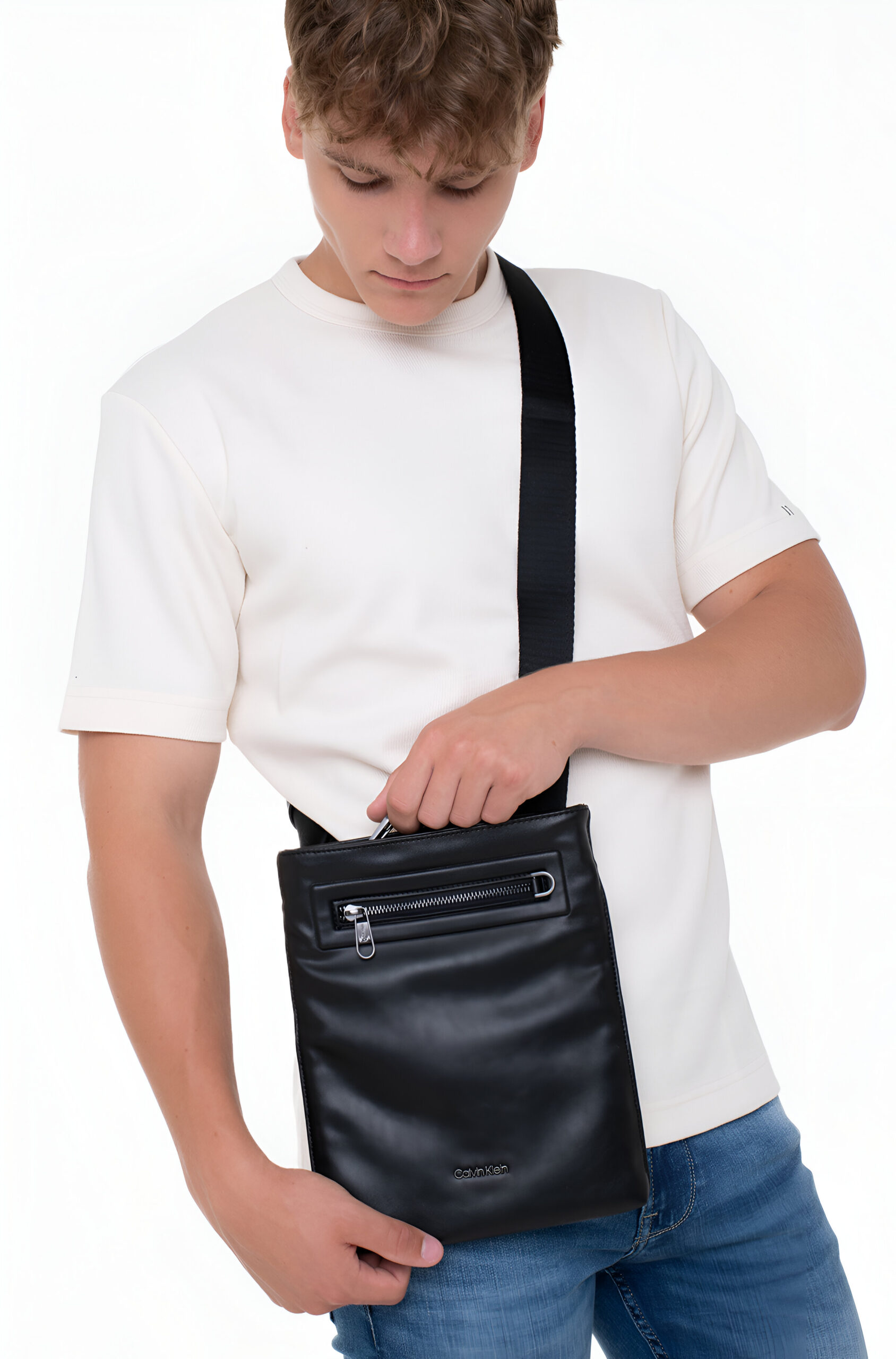 Calvin Klein Men's Sleek Black Shoulder Bag - Image 2
