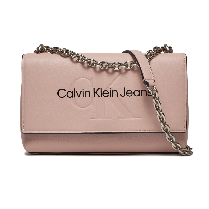 Calvin Klein Jeans Women's Pink Shoulder Bag with Clip Fastening