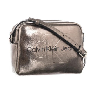 Calvin Klein Jeans Women's Silver Glossy Shoulder Bag