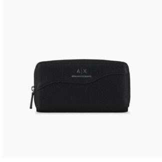 Armani Exchange Women's Black Printed Wallet with Zip