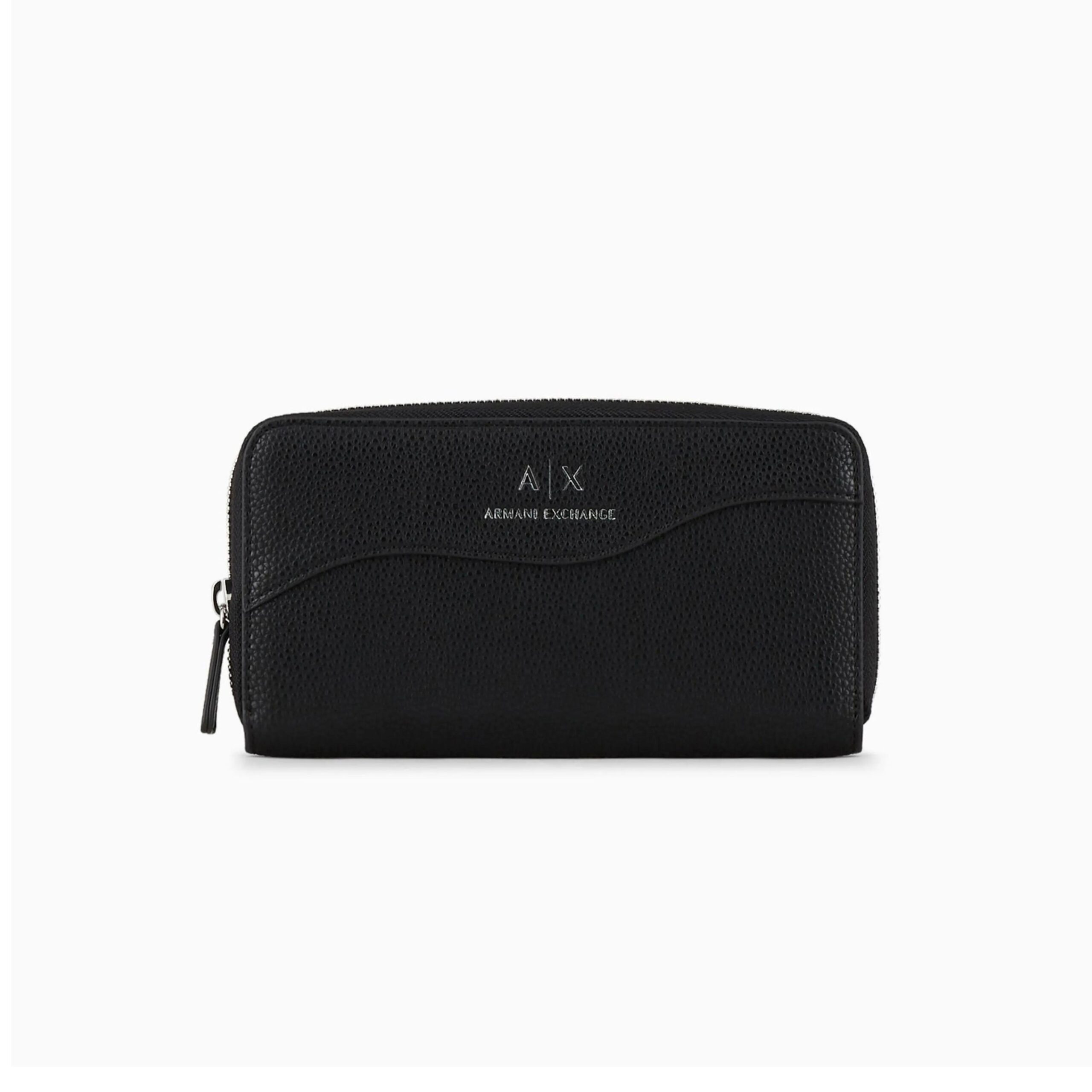 Armani Exchange Women's Black Printed Wallet with Zip