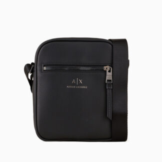 Armani Exchange Men's Black Shoulder Bag with Zip Fastening
