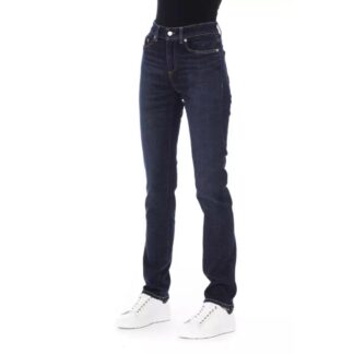 Baldinini Trend Blue Regular-Fit Jeans with Tricolor Inserts