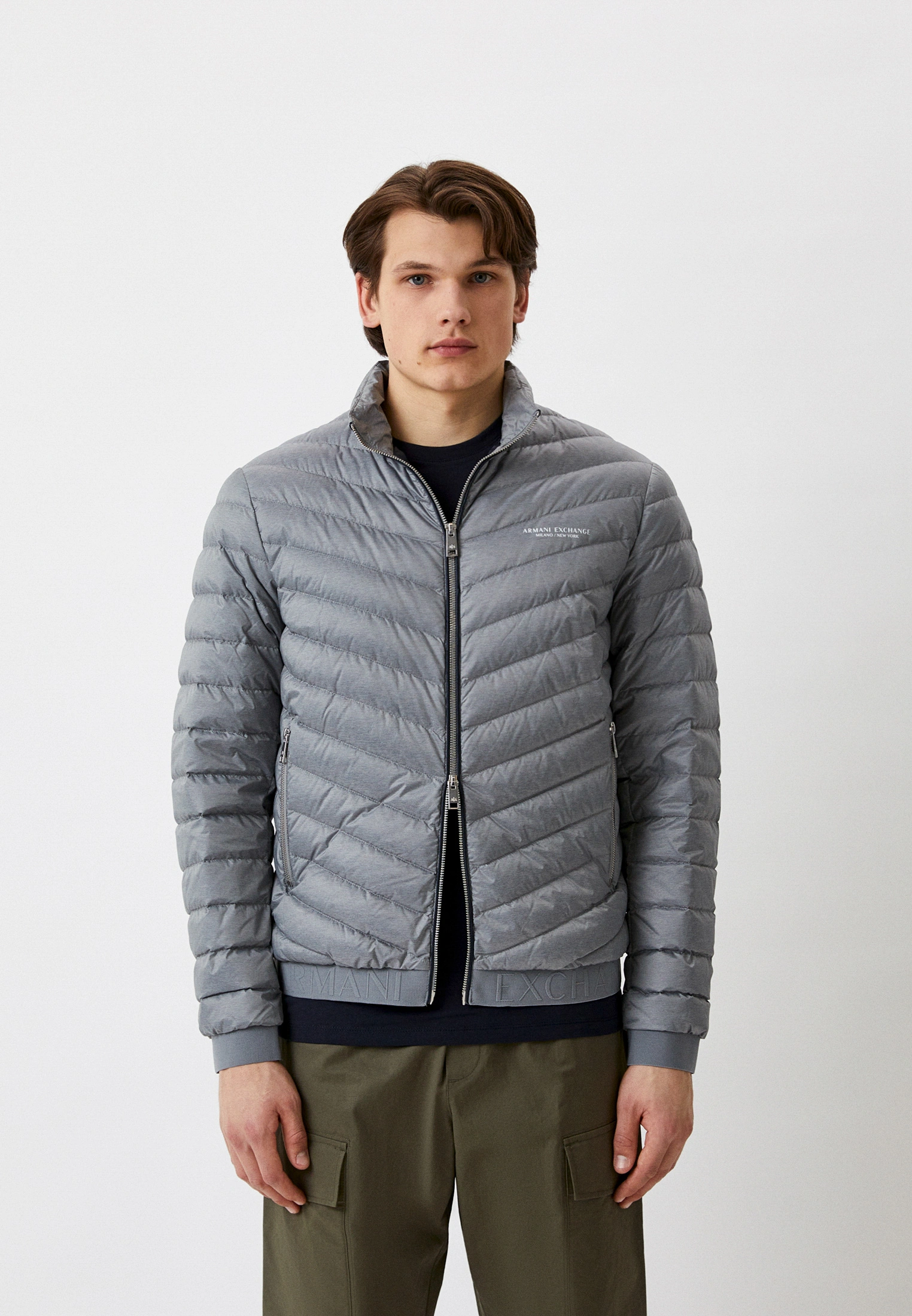Armani Exchange Men's Grey Turtleneck Jacket - Image 2