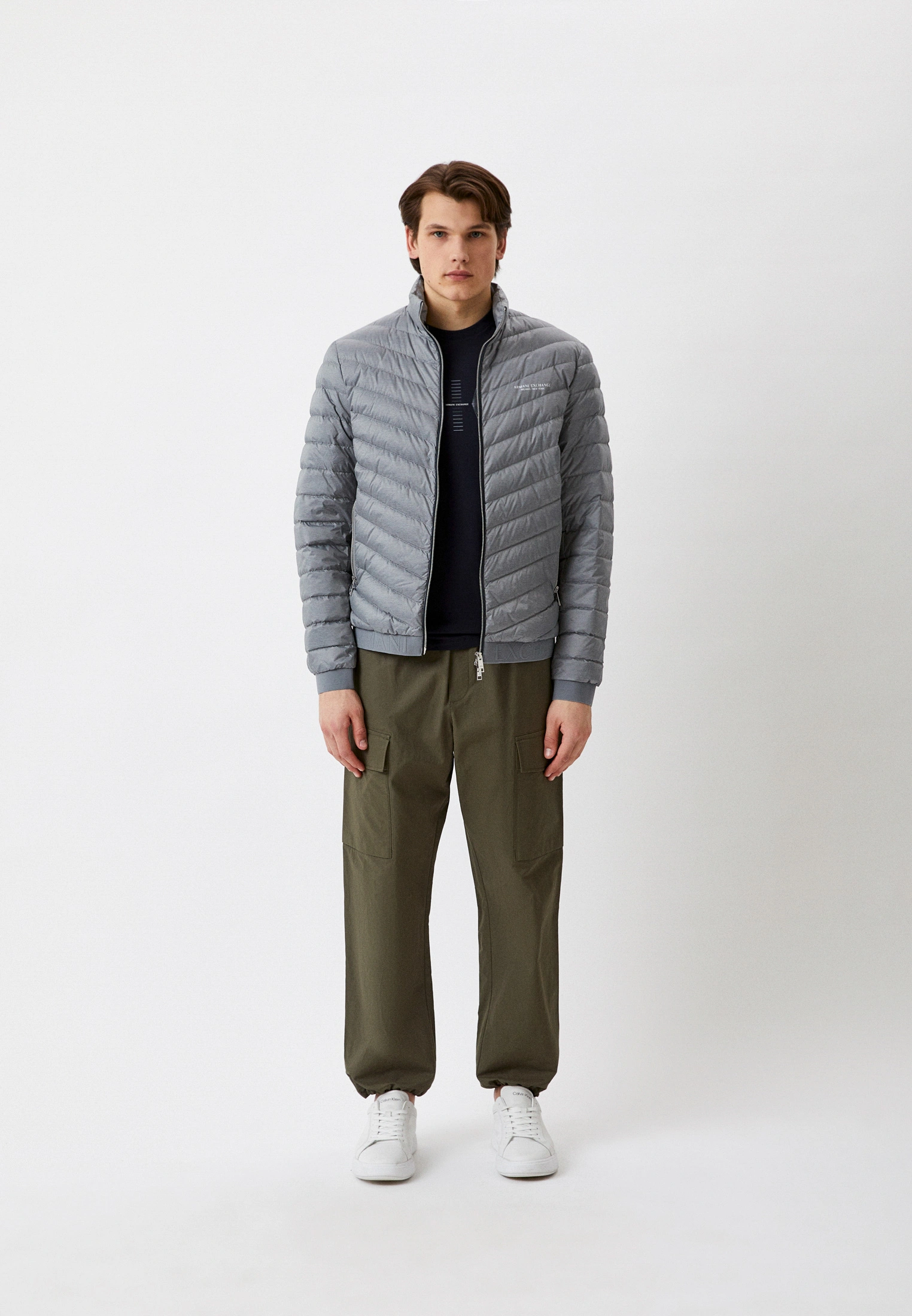 Armani Exchange Men's Grey Turtleneck Jacket - Image 4