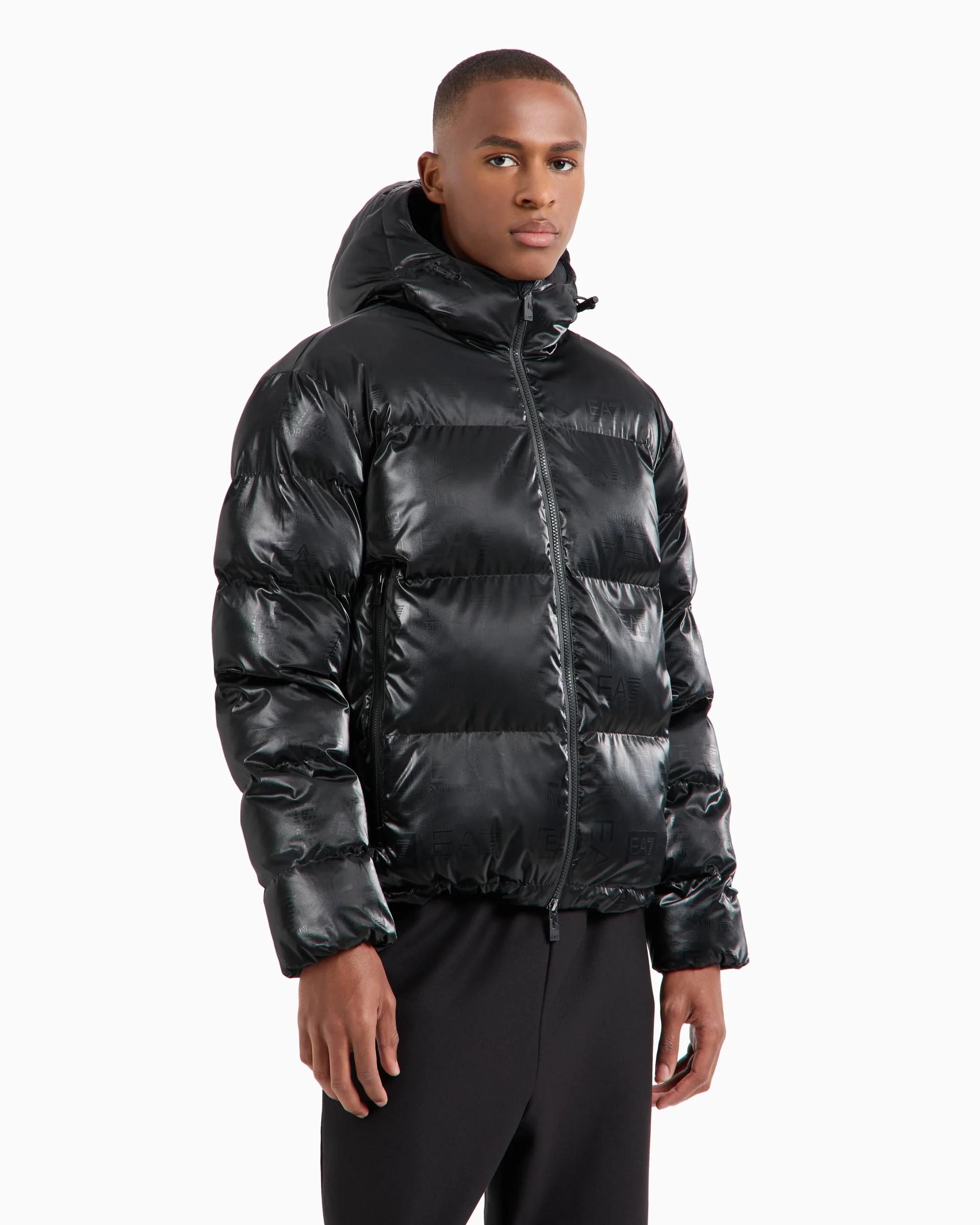 EA7 Men's Black Hooded Jacket - Image 2