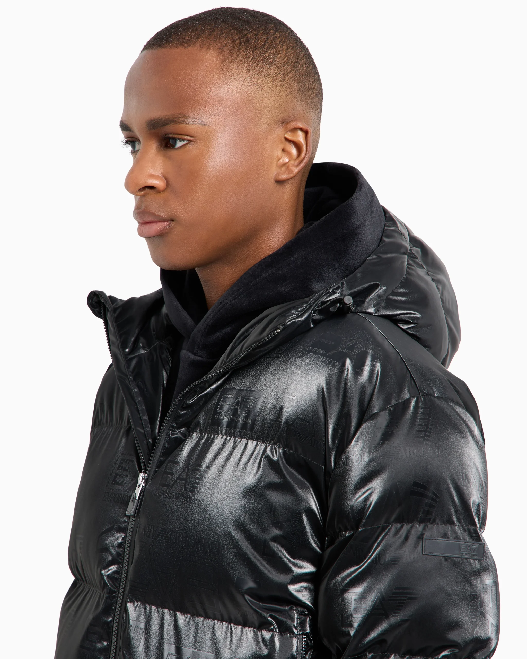 EA7 Men's Black Hooded Jacket - Image 3