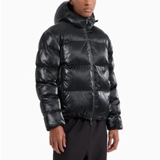 EA7 Men's Black Hooded Jacket