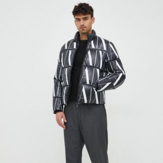 Armani Exchange Men's Black Printed Jacket with Zip