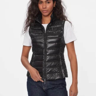 Armani Exchange Women’s Black Sleeveless Turtleneck Zip-Up Jacket