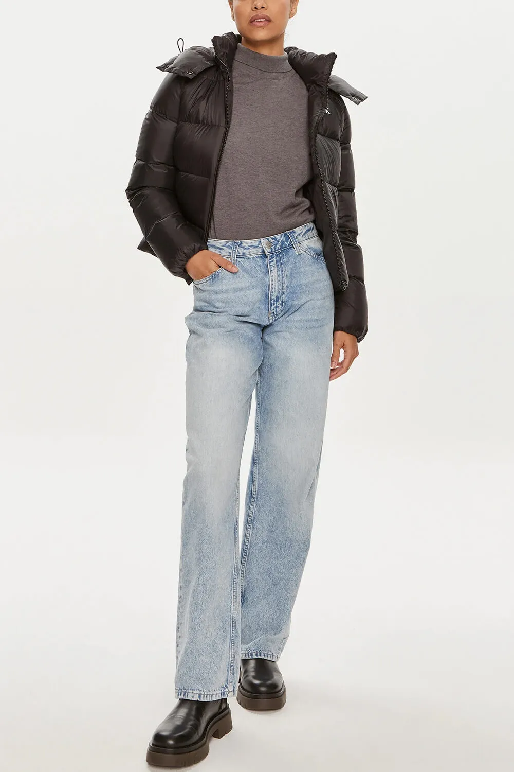 Calvin Klein Jeans Women's Black Zip-Up Jacket for Fall & Winter - Image 3