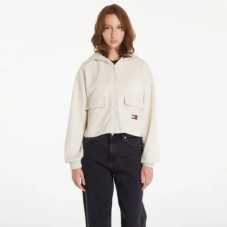 Tommy Hilfiger Women's Beige Cotton Zip-Up Sweatshirt for Fall/Winter